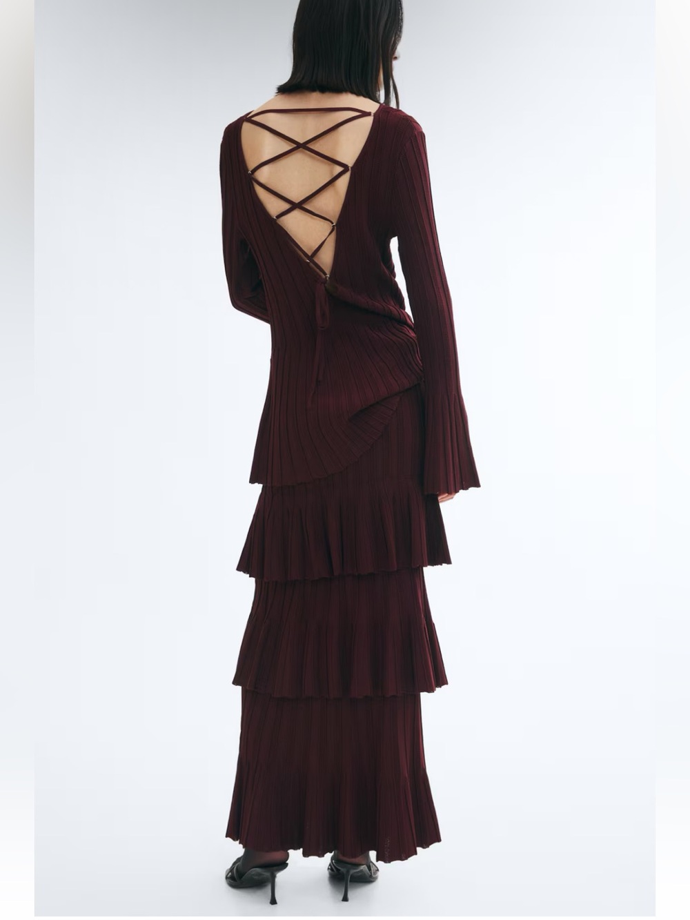 H&M EDITION NWT BURGUNDY LACE-UP TOP SIZE SMALL